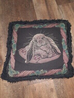 Decorative Tapestry Bunny Small Throw Pillow